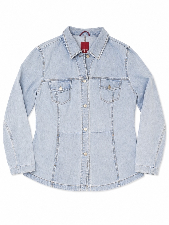 Bianca Jackets & Blazers - Light Wash Denim Button-Up Lightweight Jacket